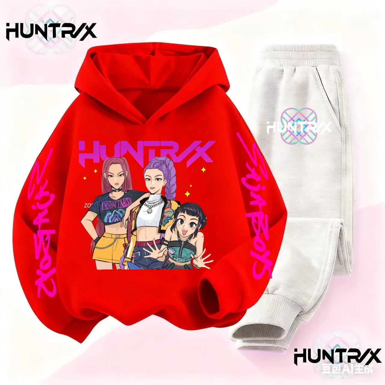 3-14Y Kpop Demon Hunters Hoodie Set Boys Girls Kids Autumn Sportswear Daily Clothes 2025