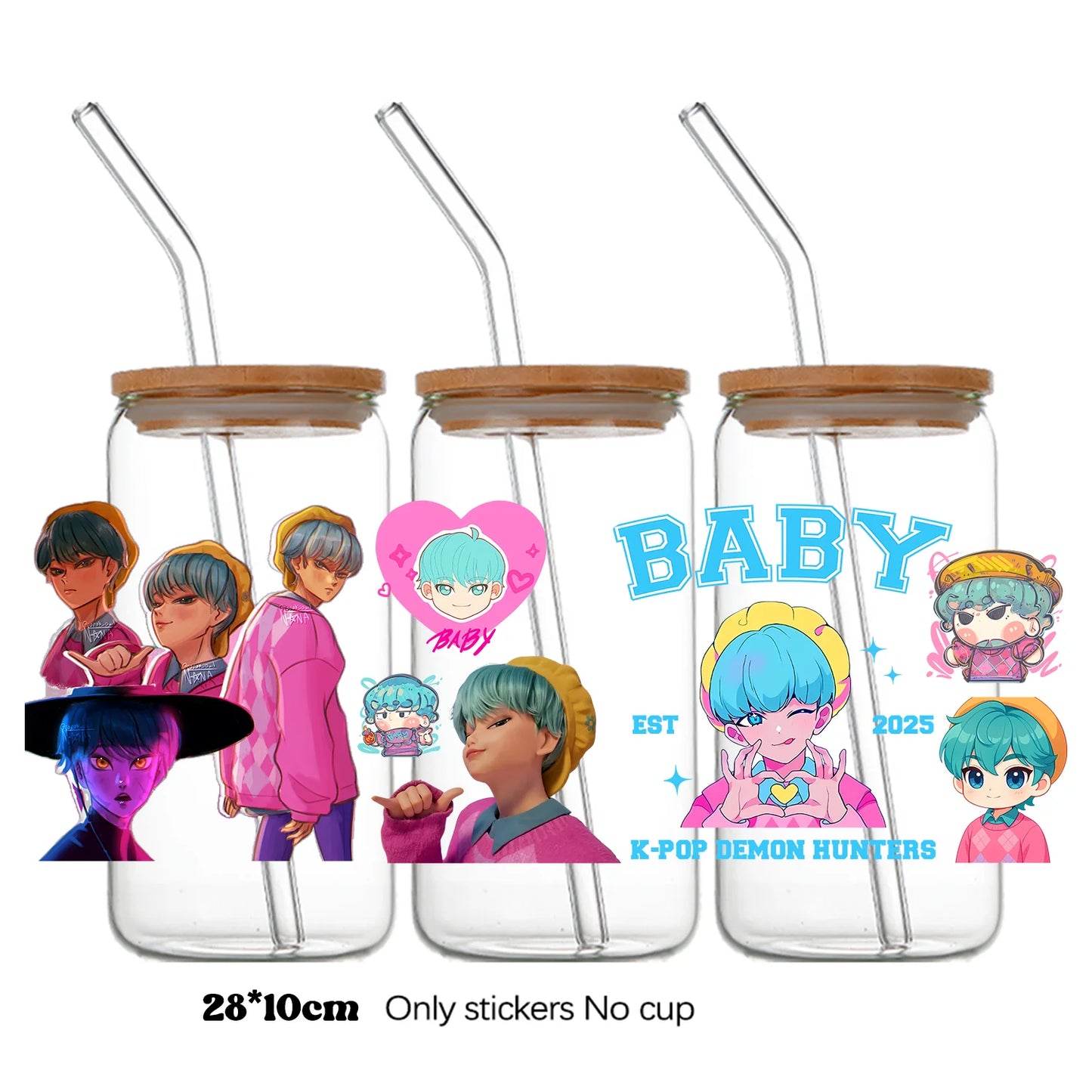 k-pop Demon Hunters wrapping Transfer cups HUNTRX Decal Rumi kpop saja boys Uvdtf Bottle k pop Stickers Uv Dtf Car Huntrix Wraps