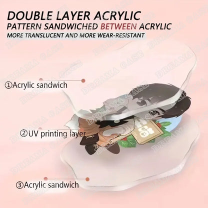 Cute Cartoon Huntrix Saja Boys Acrylic Keychains Ring Double-Sided Key Chain Jewelry Kpop Demon Hunters Fan Love Gifts