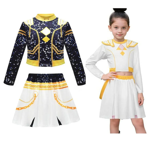 Girls Kpop Zoey Cosplay Costume Halloween Demon Hunters Rumi Mira Cosplay Tops Skirt Clothes Printed Stage Dress Kids Role Play