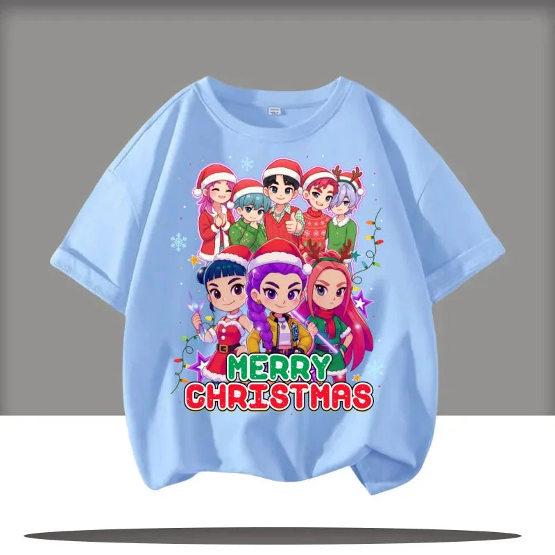 Kpop Demon Hunters Children's Clothing Short Sleeve T-shirt Cute Kpop Demon Hunters Tiger Harajuku Tshirt for Boys Girls