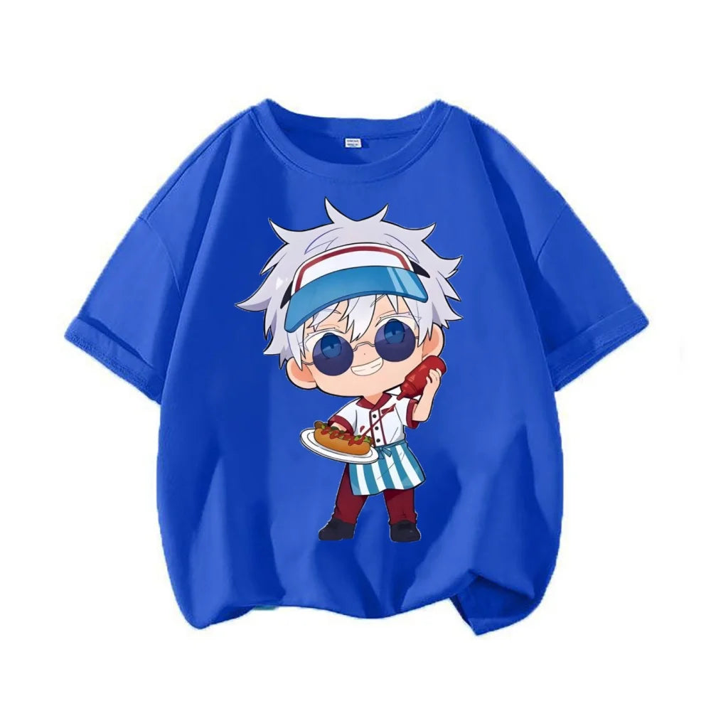Jujube Kaisen patchwork printed loose children's short sleeved T-shirt with five martial arts tops