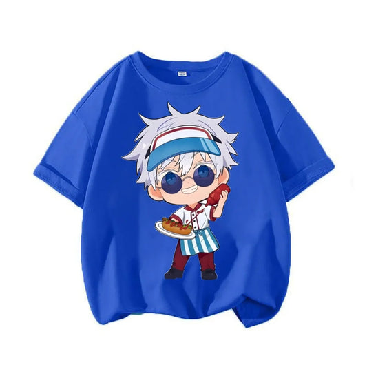 Jujube Kaisen patchwork printed loose children's short sleeved T-shirt with five martial arts tops