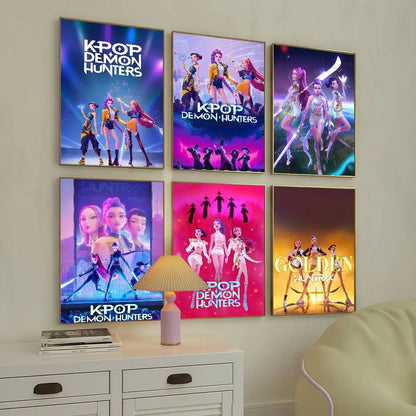 K-pop D-Demon Hunters Anime Poster Suitable For Home Living Room Bedroom Office Bar Wall Decoration Sticker