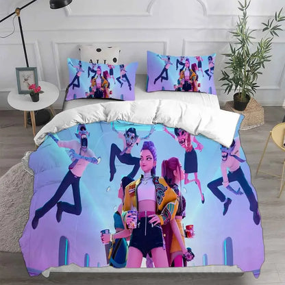 K-Pop D-Demon Hunters Theme Duvet Set EU Single Size Bedding Sets Quilt Bed Cover Duvet Cover 3Pieces for Kids & Adults