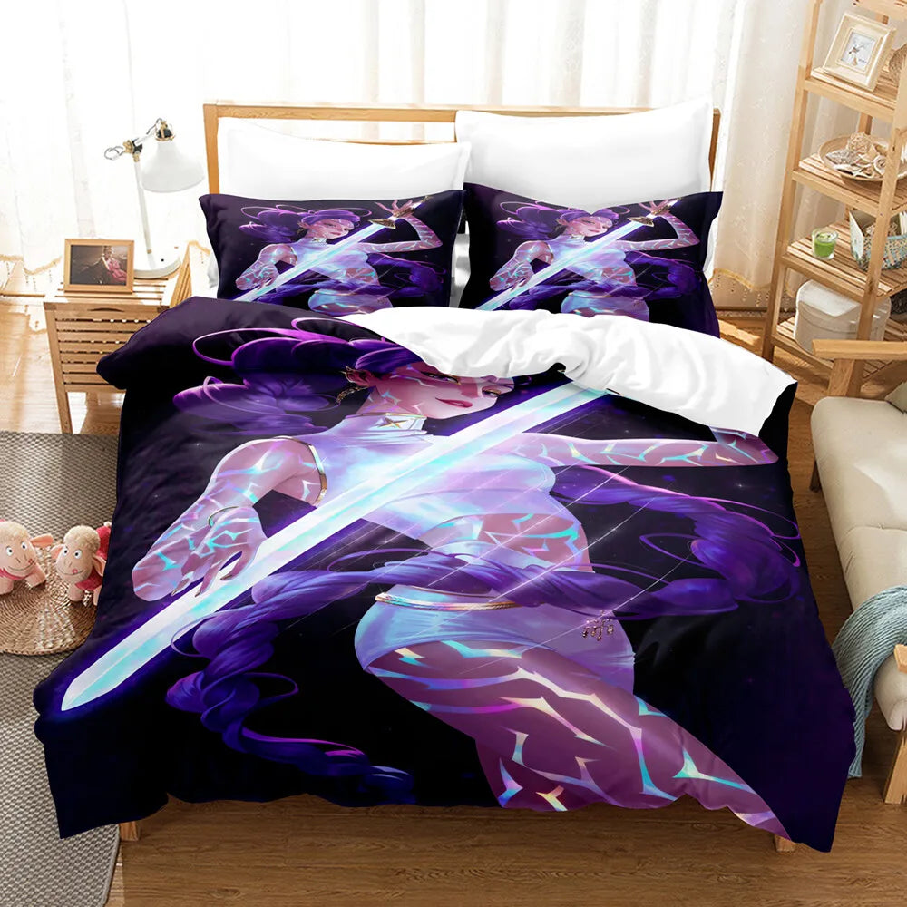 3pcs Kpop Demon Hunters Theme Duvet Cover Set EU Single Size Bedding Sets Quilt Cover Duvet Cover for Kids Adults k pop Huntrix
