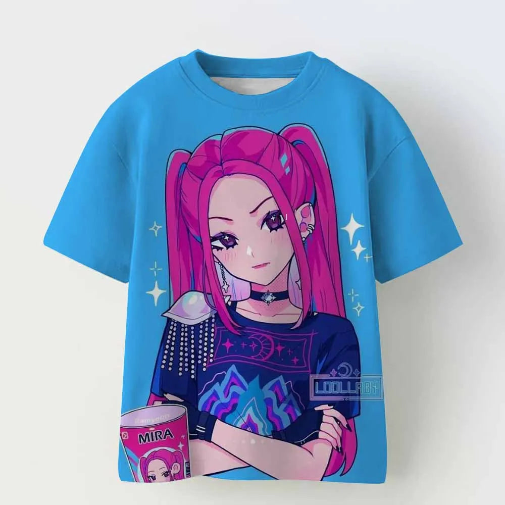 Baby Girl Boy Clothes KPop Demon Hunters 2025 Movie Fans Gift Summer T-shirt Tops Cartoon Print Cool Tshirt Kids Harajuku Top