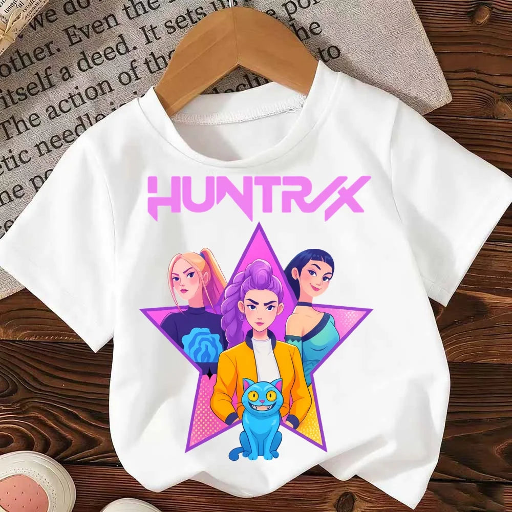 Move K-Pop Demon Hunters Tie Dye Patterned T-shirt Fashion Cotton Girl Clothes Toddler Round Neck Short Sleeve Top Birthday Gift