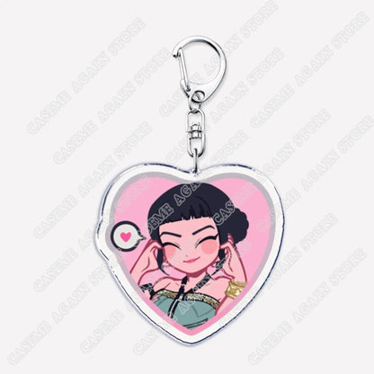 Cute Kpop Band Demon Hunters Huntrix Saja Boys Keychains for Accessories Jewelry Rumi Zoey Jinu Derpy Tiger Keyrings Fans Gifts