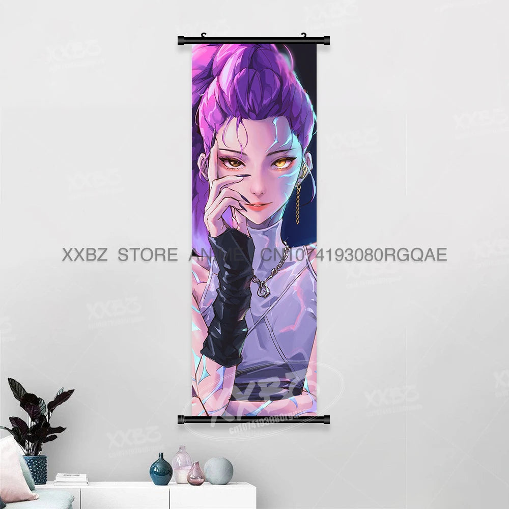 Anime For KPop Demon Hunters Wall Art Canvas Scrolls Pictures Kawaii Character Print Posters Home Decoration Hanging Painting