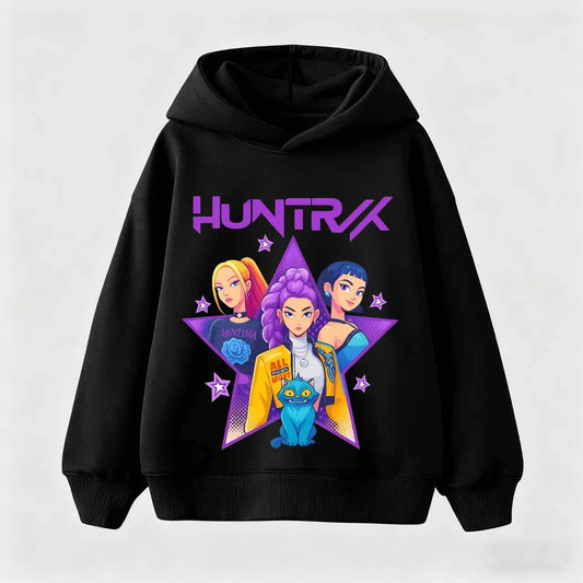 KPop Demon Hunters Hoodies Baby Girl Boy Clothes Fashion Casual Hooded Sweatshirts K-Pop Demon Hunters Pullover Kids Outfits Gif