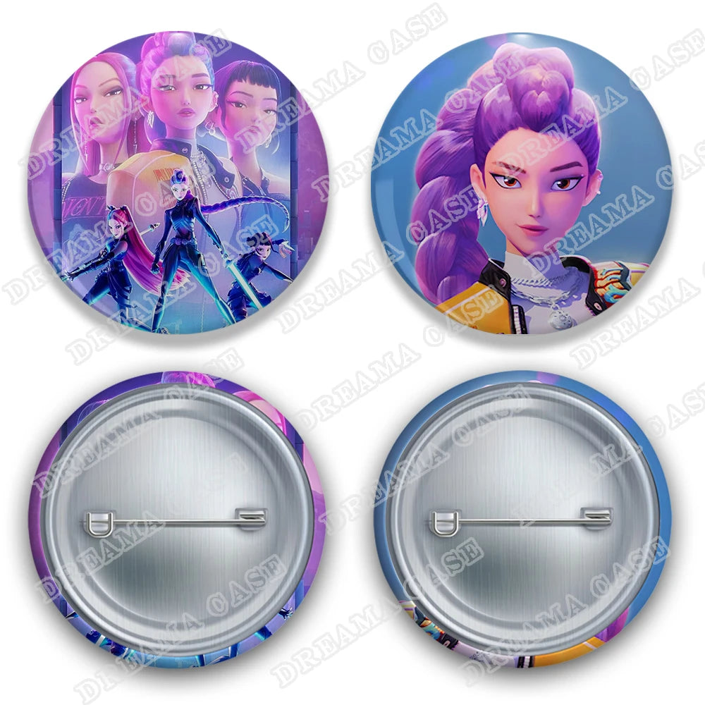 Kpop Demon Hunters Badges for Jewelry Accessories Bag Decor Huntrix Saja Boys Rumi Zoey Jinu Tinplate Button Brooch Pins Gifts