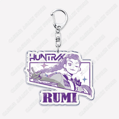 Cute Kpop Band Demon Hunters Huntrix Saja Boys Keychains for Accessories Jewelry Rumi Zoey Jinu Derpy Tiger Keyrings Fans Gifts