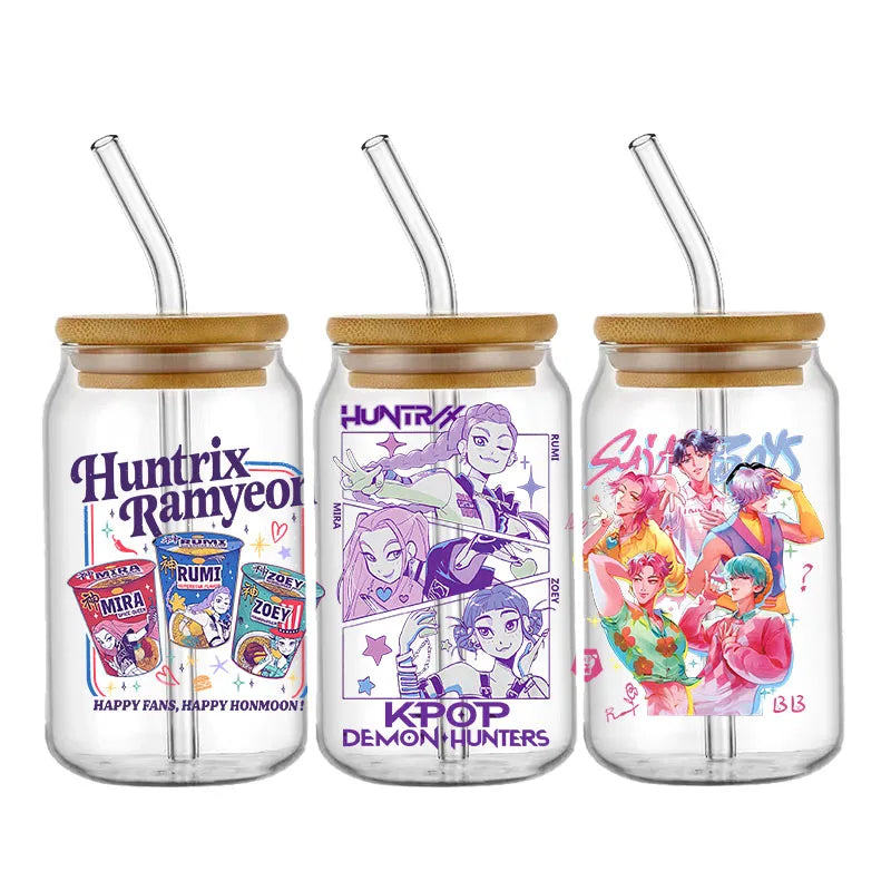 Demon Hunters Movie Kpop Lover Gift Anime Fan UV DTF Stickers Ready To Transfer Cup Wrap Custom DIY Craft For Libbey Can Glass