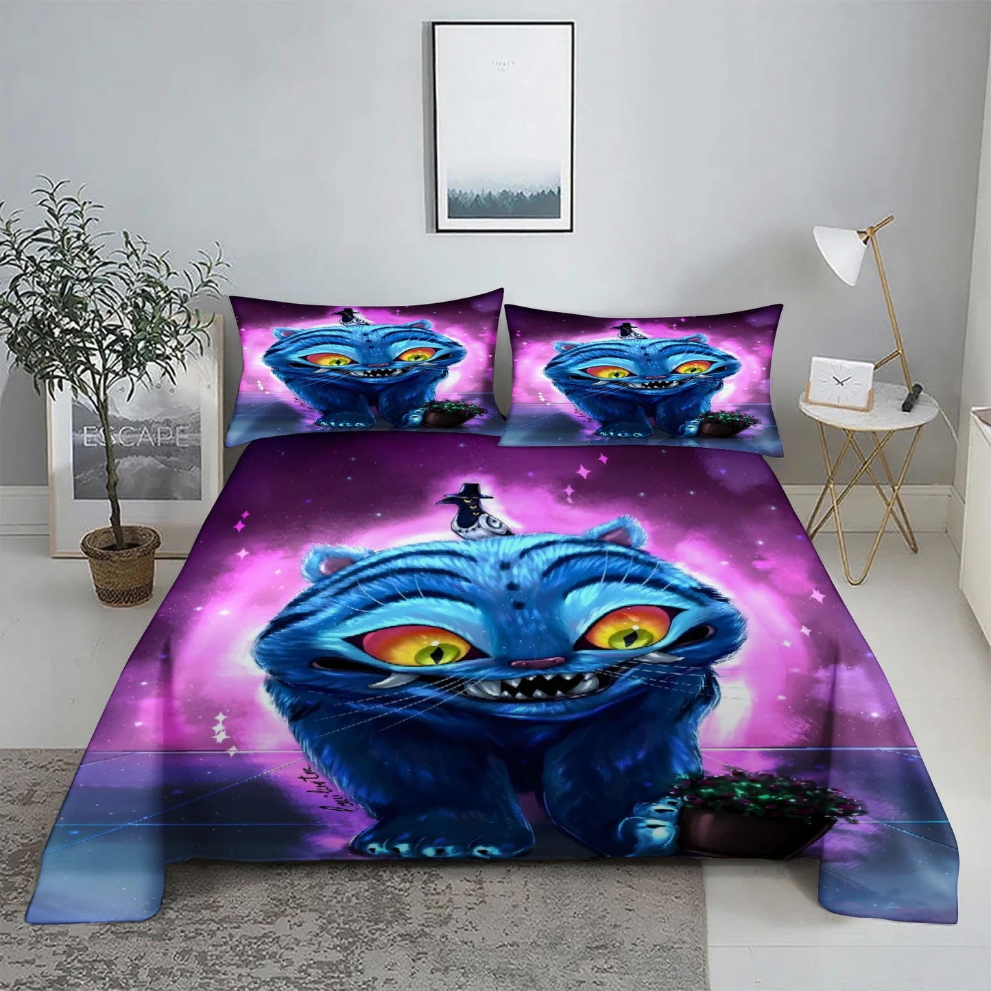 K-Pop D-Demon Hunters 3D Digital Flat sheet set Printing Bedroom Bed Sheet Pillowcase Bedding Kit for Home Decor
