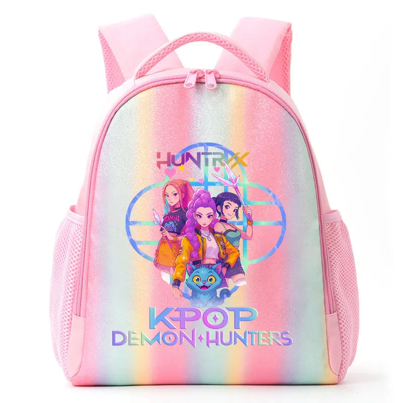 For K-Pop Demon Hunters Student Rainbow Backpack Anime Accessories HUNTR/X Rumi Mira Zoey Schoolbag Children's Birthday Gifts