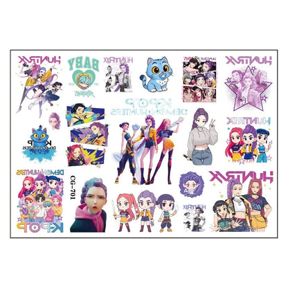 New KPOP Demon Hunters Rumi Kang Tattoo Stickers Cartoon Children's Tttoo Stickers Birthday Party Gifts Water Transfer Stickers