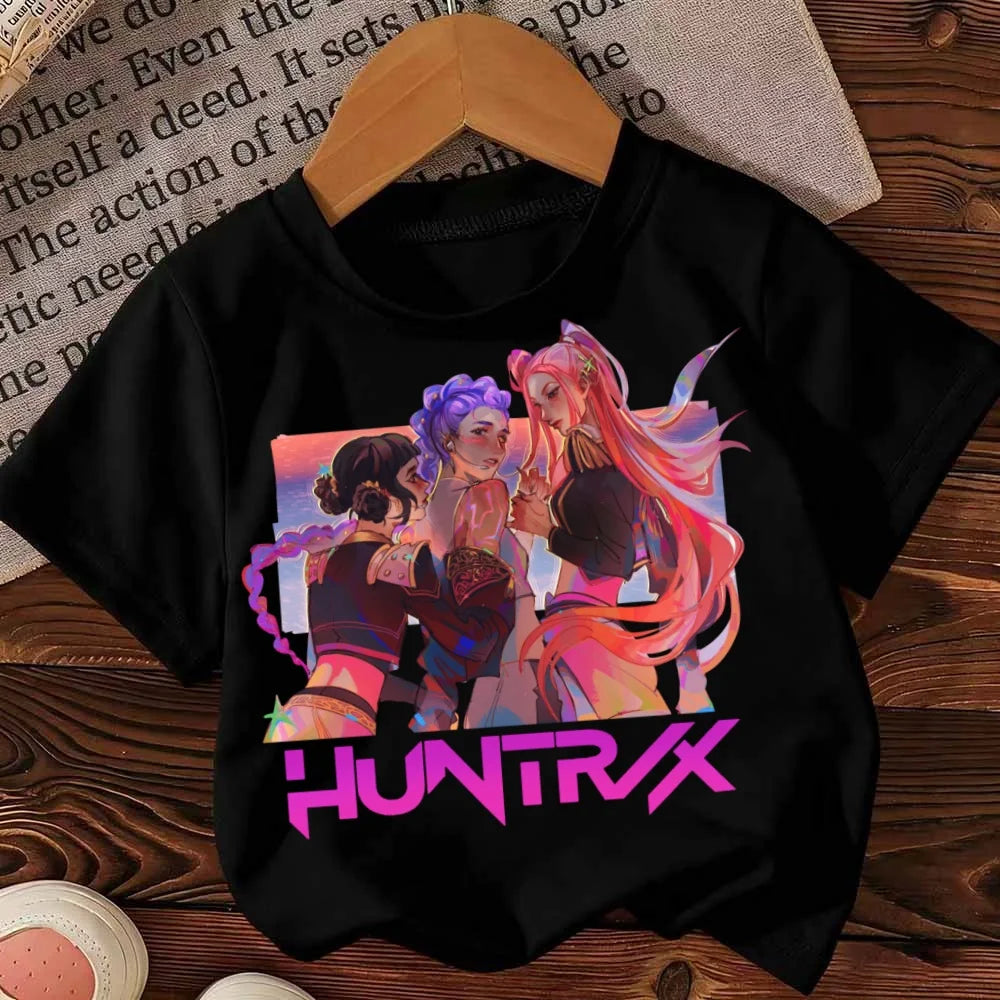 KPop Demon Hunters Saja Boys Kids T-shirts Baby Girl Boy Cartoon Short Sleeve Tops 2025 Anime Fans T-shirt Children's Clothing