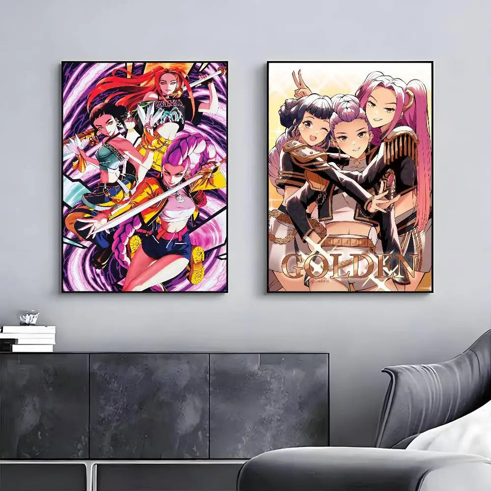 Movie KPop D-Demon H-Hunters Poster Gallery Prints Self Adhesive Home Decor Decoration Wall Decals Living Room