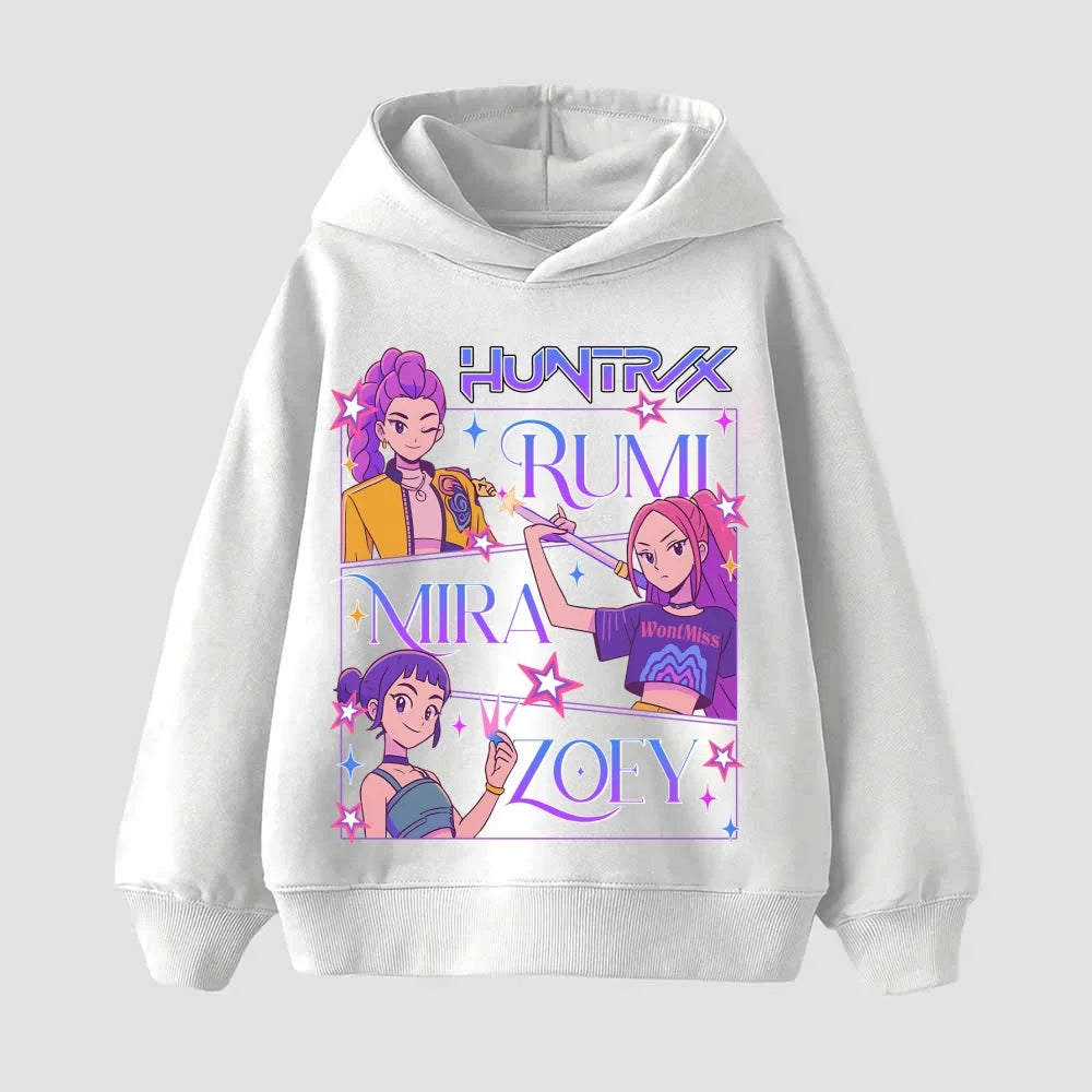 KPop Demon Hunters Hoodies Kids Clothes Kawaii Cartoon Sweatshirt Harajuku Fashion Streetwear Boys Girls Casual Pullover Coat