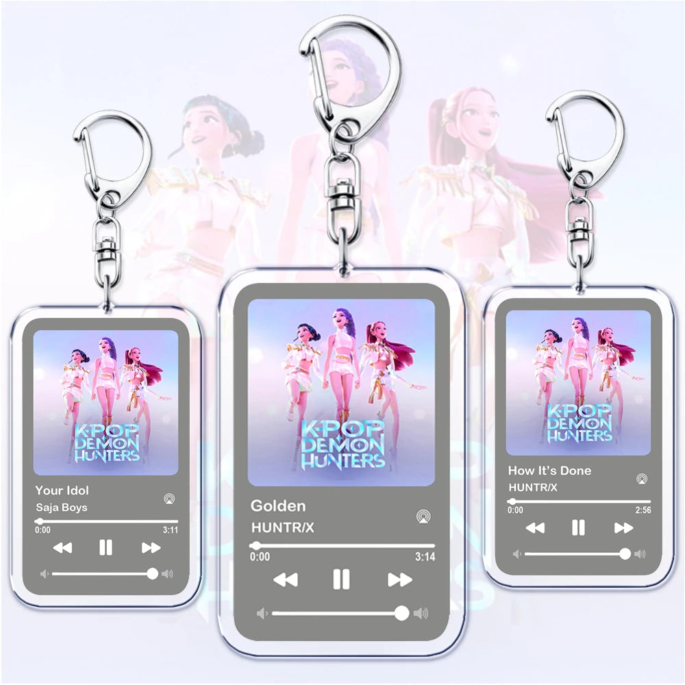 Trending Kpop Demon Hunters Keychains for Women Accessories Bag Huntrix Saja Boys Rumi Zoey Jinu Music Keying Jewelry Fans Gifts