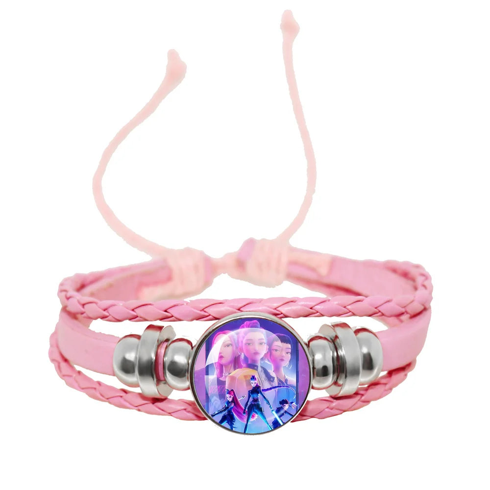 KPop Demon Hunters Pink Handmade Glass Bracelet Huntr-x Rumi Zoey Mira Bangles Jewelry Accessories Fans Couples Gift