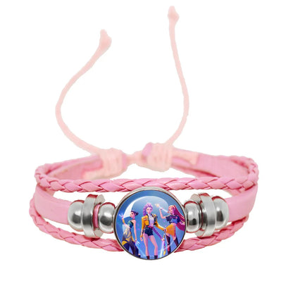KPop Demon Hunters Pink Handmade Glass Bracelet Huntr-x Rumi Zoey Mira Bangles Jewelry Accessories Fans Couples Gift