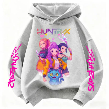 Movie KPop Demon Hunters Rumi Mira Zoey Graphic Hoodie Men's Women Korean Fashion Trend Streetwear Unisex Casual Fleece Pullover