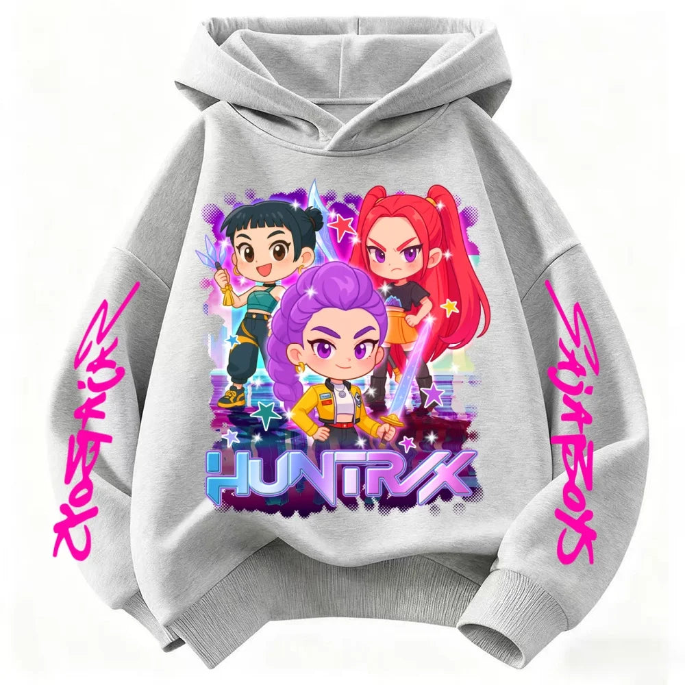 KPop Demon Hunter Rumi Derpy Cartoon Girls Boy Hooded Sweatshirt Warm Children's Wave Fashion Casual Tops Casual Girls Clothing