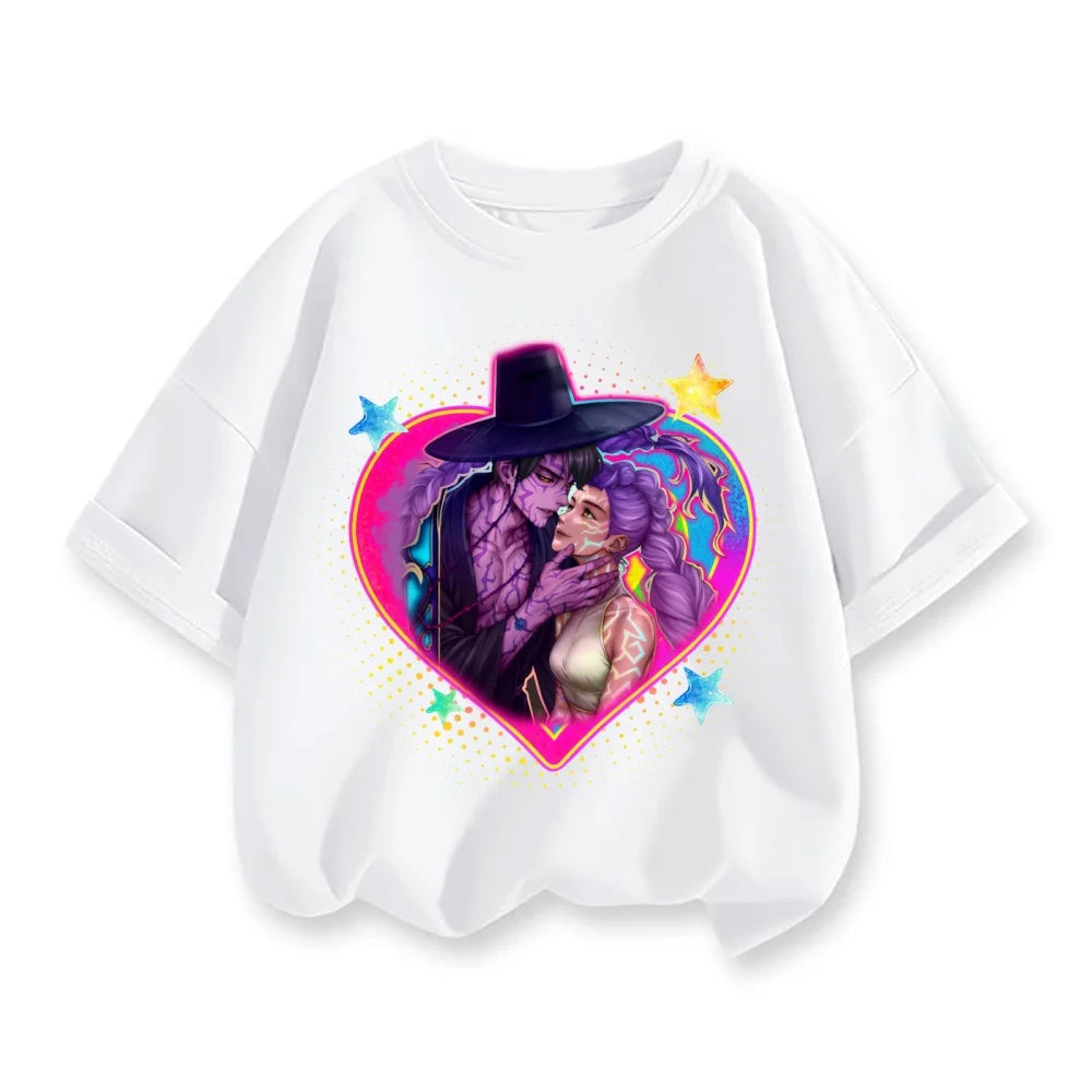 Cute Cartoon Saja Boys T-shirts Boys Girls Short Sleeve T-shirt Tops Anime Kpop Demon Hunters T Shirt Gifts Children's Clothing