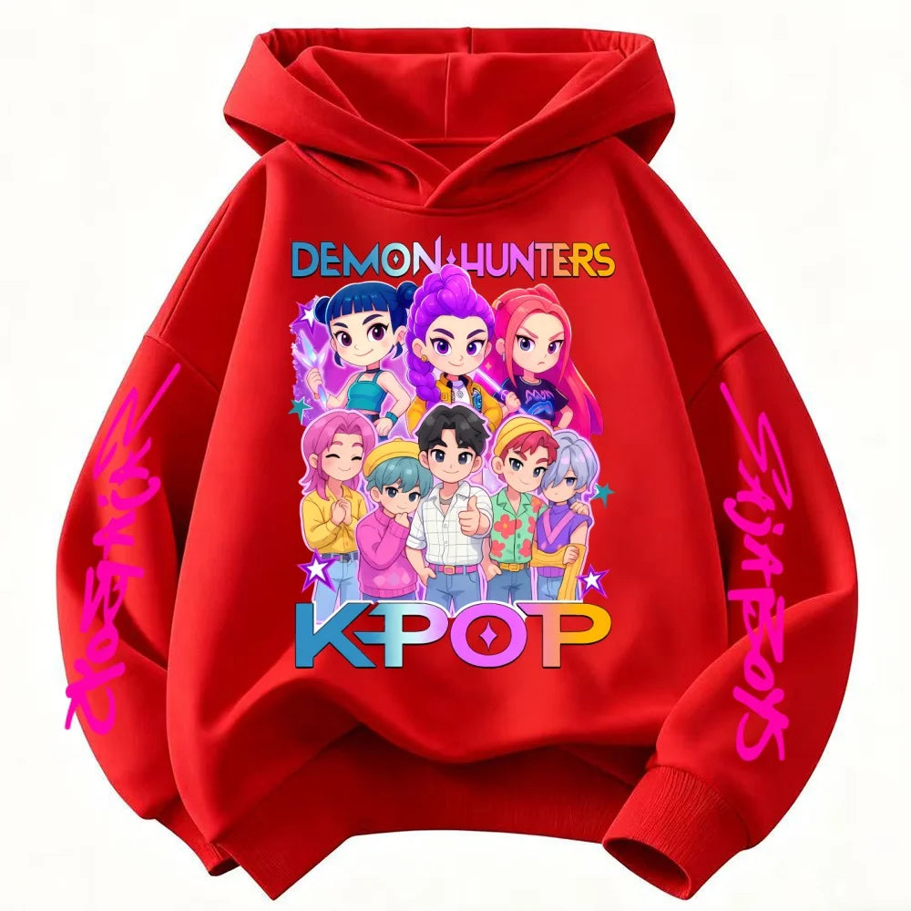Girls Fashion Casual Sweatshirt Movie New Kids K-Pop Demon Hunters Hooded Tops Toddler Girl Clothes KPop DeCasual Girls Clothing