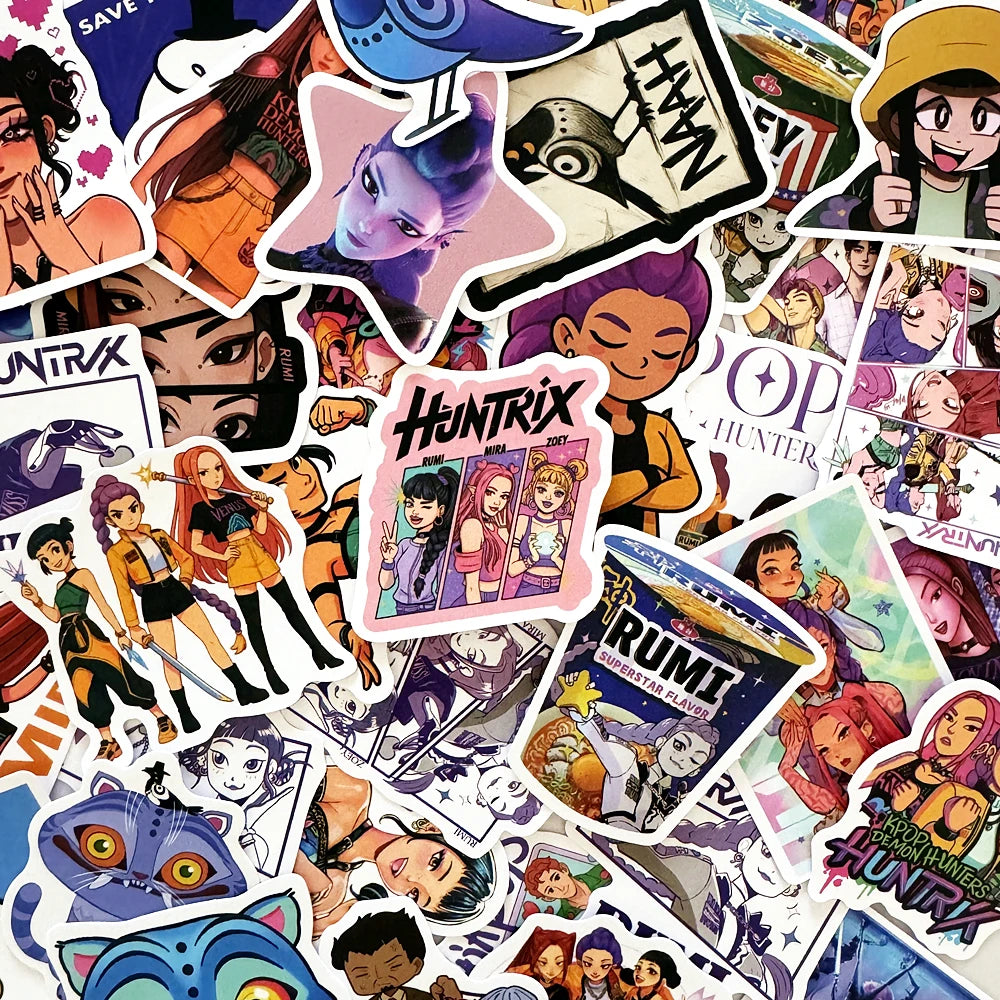 10/60PCS Anime  K-Pop Demon Hunters Stickers Anime Demon Hunters Derpy Tiger Waterproof Stickers for DIY Decoration