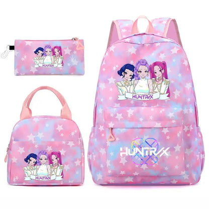 3pcs K-pop Demon Hunters Backpacks Cartoon Anime Schoolbag with A Lunch Bag Waterproof Kids Knapsacks Gifts for Student Rucksack