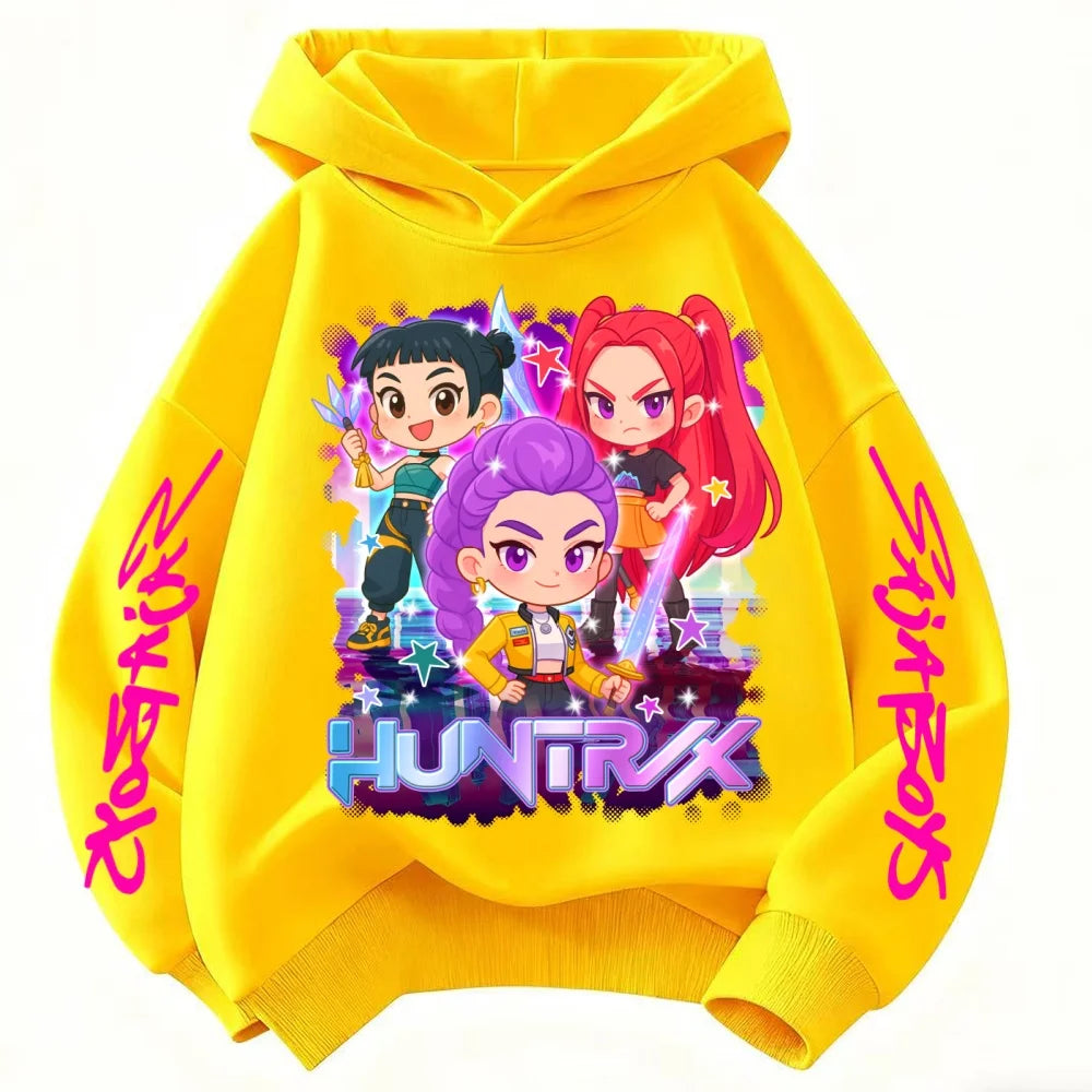 KPop Demon Hunter Rumi Derpy Cartoon Girls Boy Hooded Sweatshirt Warm Children's Wave Fashion Casual Tops Casual Girls Clothing
