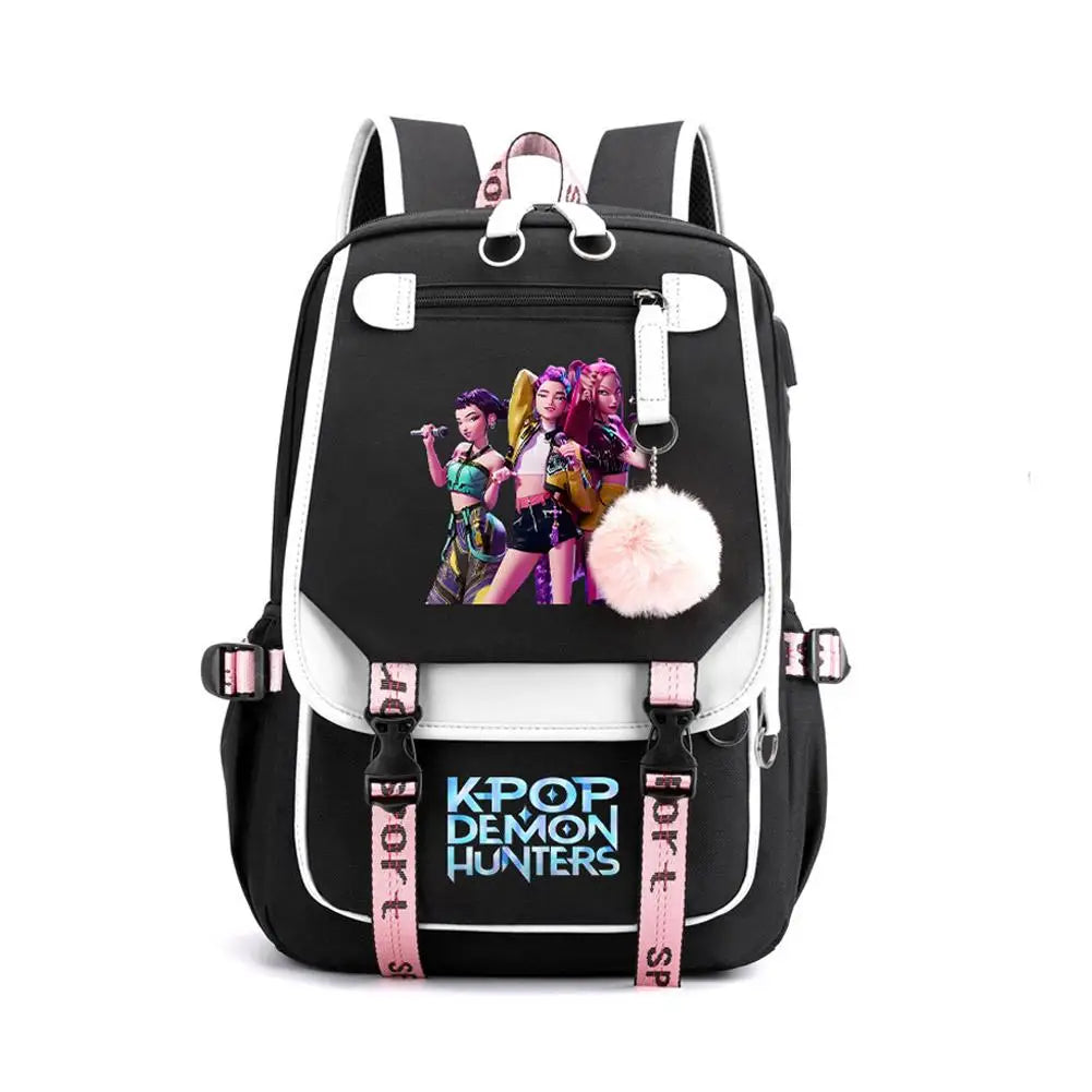KPop Demon Hunters Backpack Teenagers Daily Backpack Hot Movie Huntrix Demon Hunters 2025 Laptop Usb Port Bag For Girl Boy