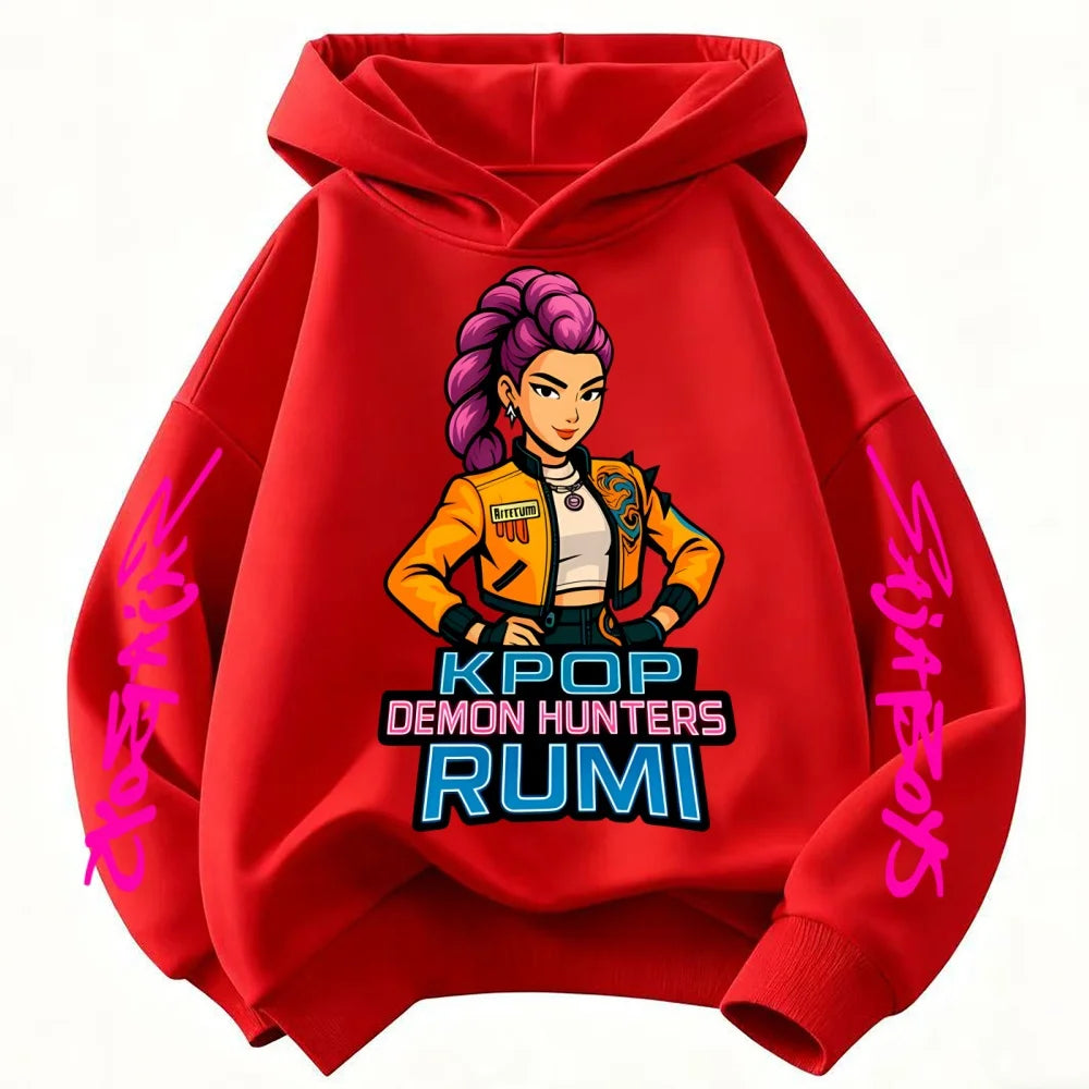 K-POP: Demon Hunters Cartoon Hoodie for Kids. Super Soft, Unisex, and Comfy. Join the Global Trend in This Fun Pullover!