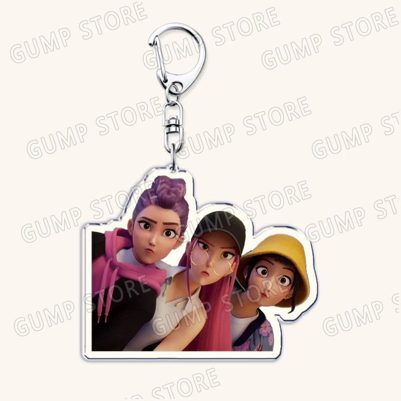 Hot Kpop Demon Hunters Huntrix Saja Boys Keychains for Accessories Jewelry Rumi Zoey Jinu Mira Sold My Soul Keyrings Fans Gifts