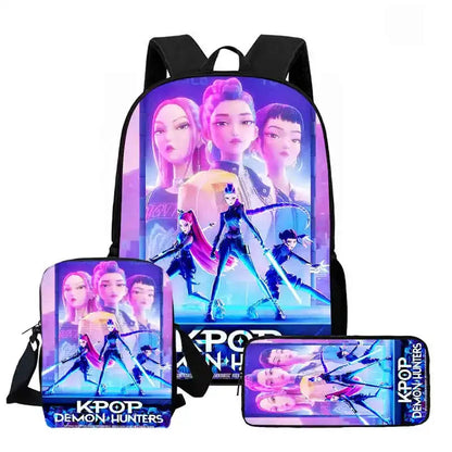 Disney Cartoon  KPop Demon Hunters Child School Backpack With Shoulder Bag Pencil Bag For Kindergarten,Light Weight Child Bags