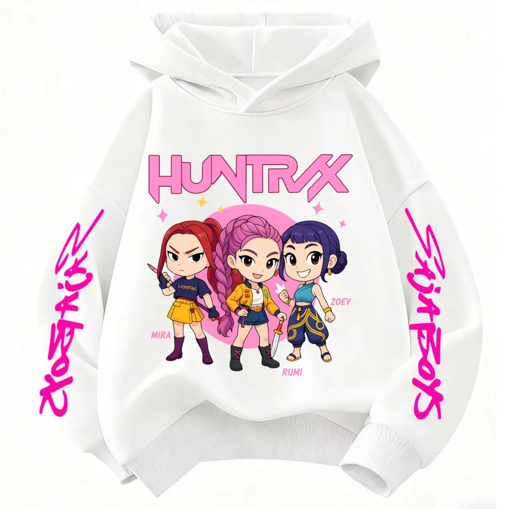 Kpop Demon Hunter Hoodies Kids Kawaii Rumi Mira Zoey Sweatshirt Girls Boys Winter Pullover Long Sleeves Children Clothes Gift