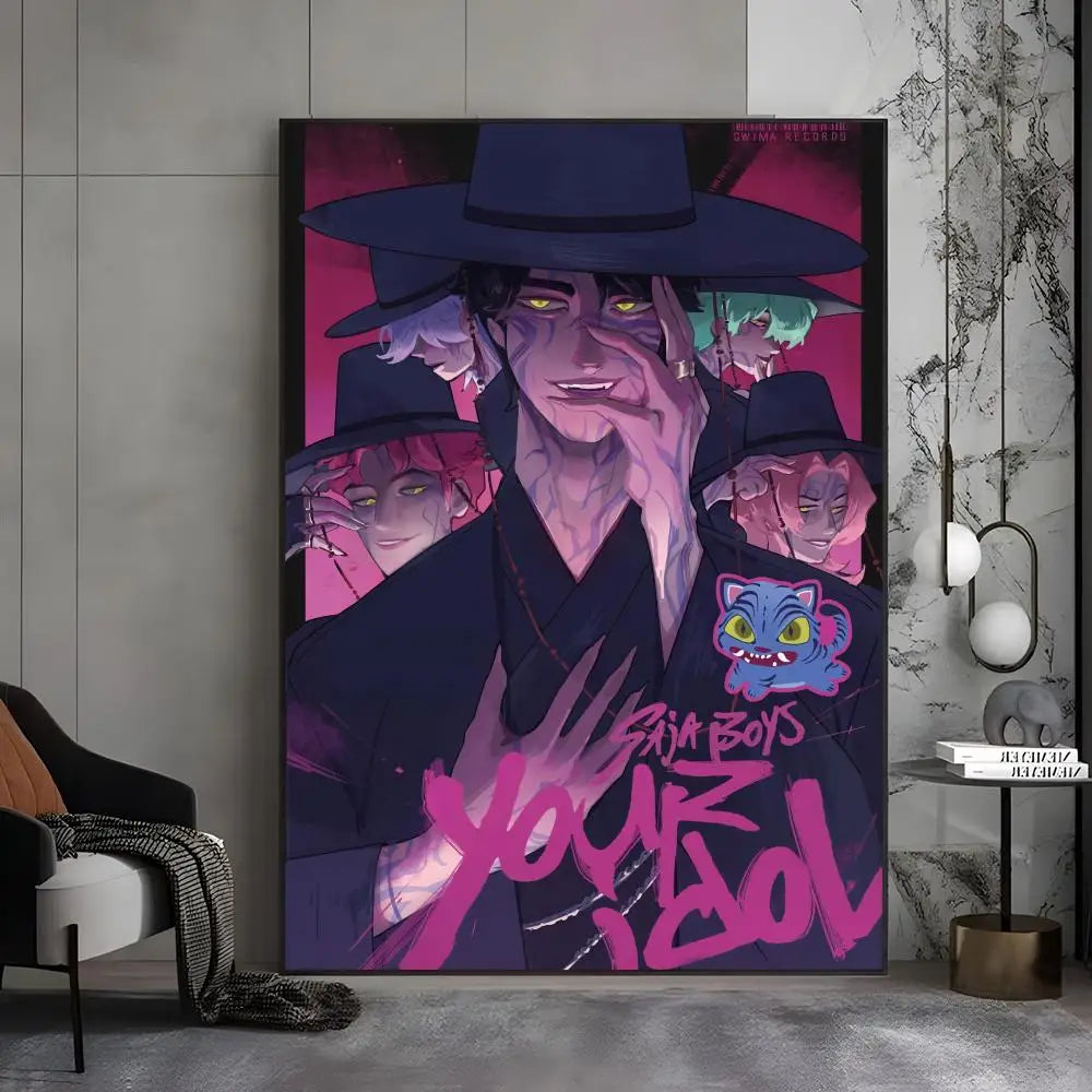 KPop S-saja Boys Demon Hunters  Poster Premium Aesthetic Posters Sticker For Living Room Or Bar Painting Decoration Wall Art