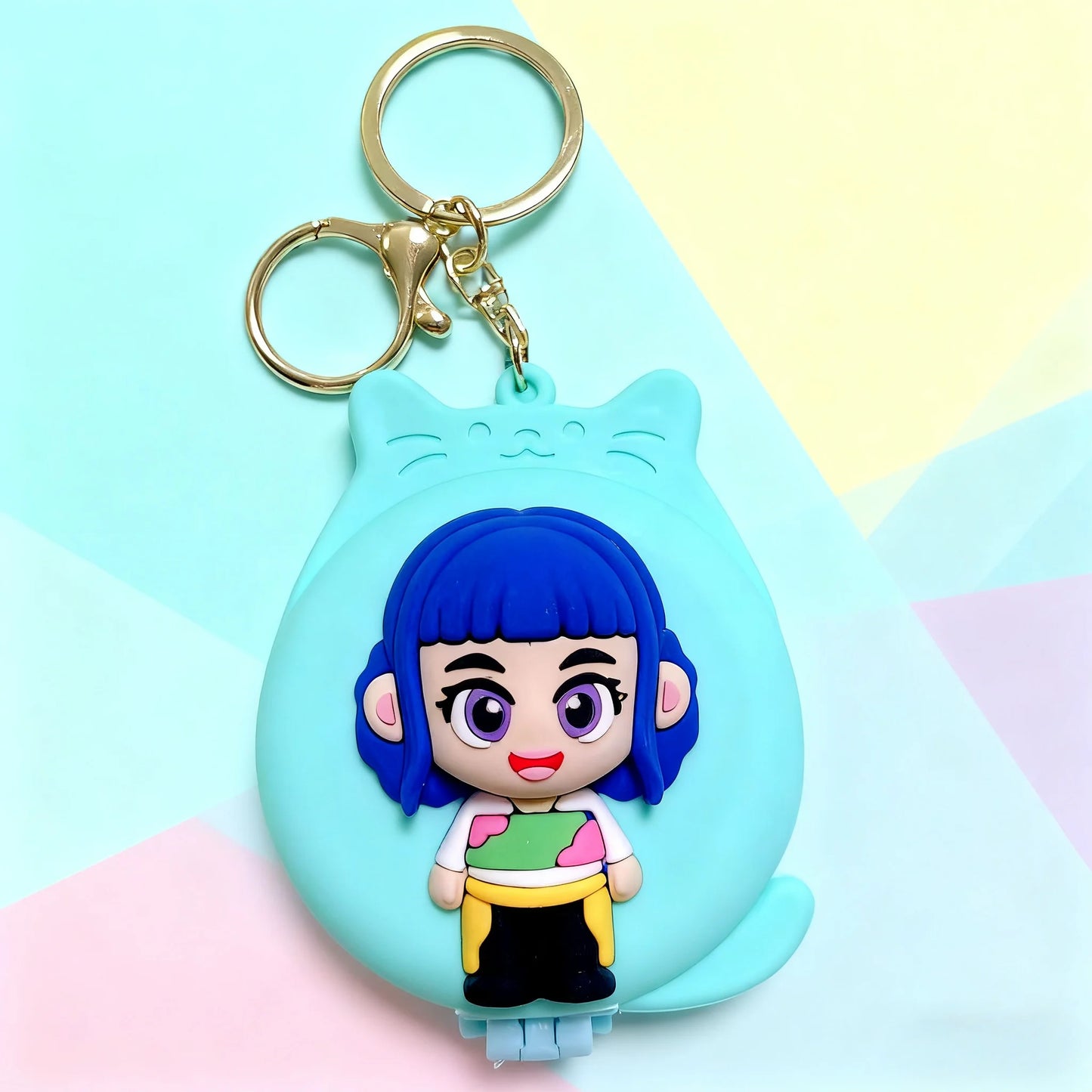KPOP's Demon Hunter Girl Group Derpy Tiger Folding Mirror Keychain, exquisitely recreating the character's features, can not onl