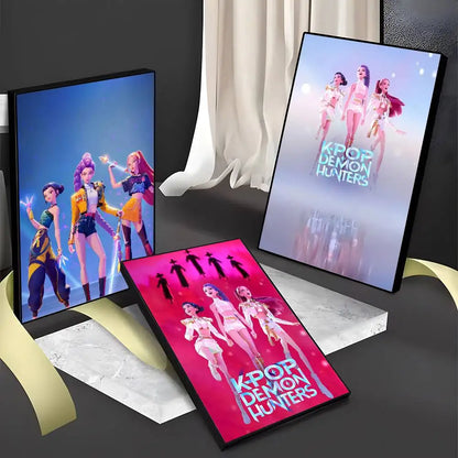 Anime K-Kpop Demon Hunters Poster Sticky Wall Art Printing Waterproof Home Living Bed Room Bar Aesthetic Decor