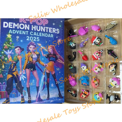 In Stock 2025 Kpop Demon Hunting 24pcs PVC Advent Christmas Calendar Surprise Blind Boxes For Halloween Mystery Box Gifts Toys
