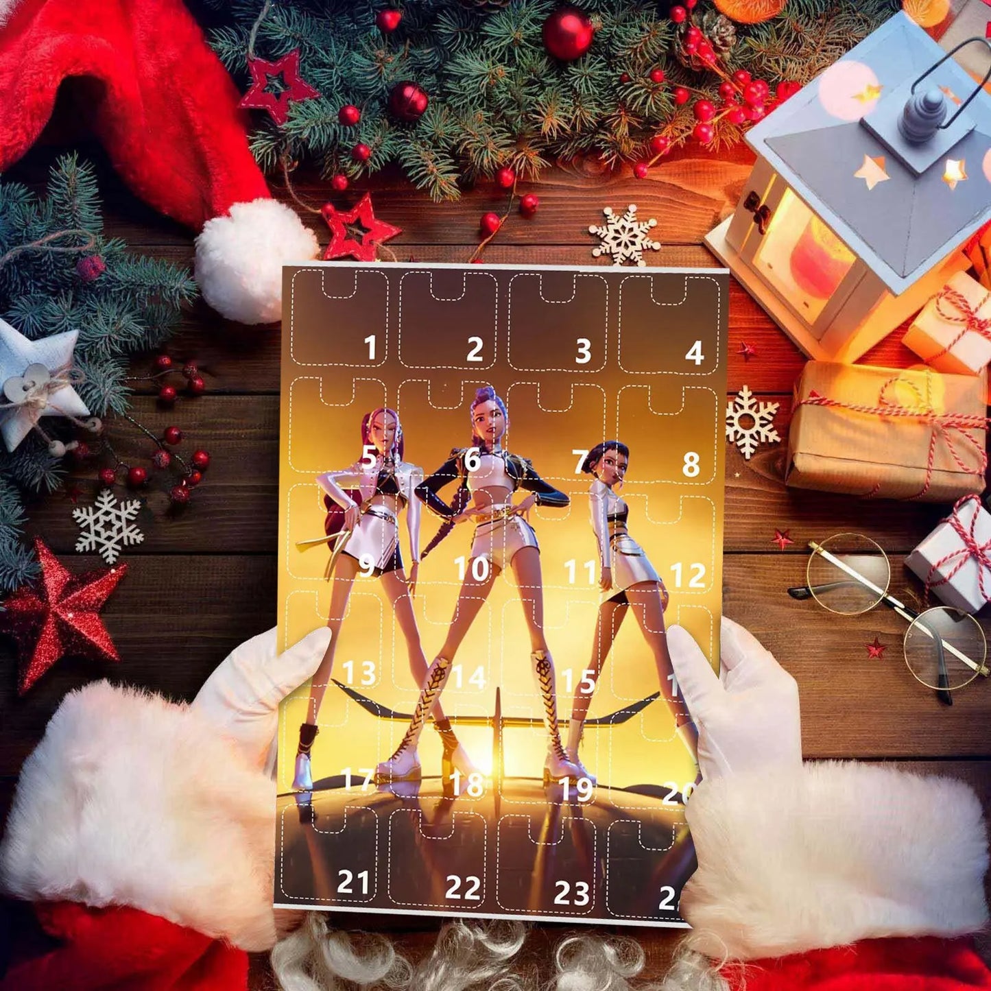 KPop Demon Hunters 24pcs Advent Calendar Box Kawaii Acrylic Keychain HUNTR X Rumi Mira Zoey Jinu Kid Surprise Box Toy Gift