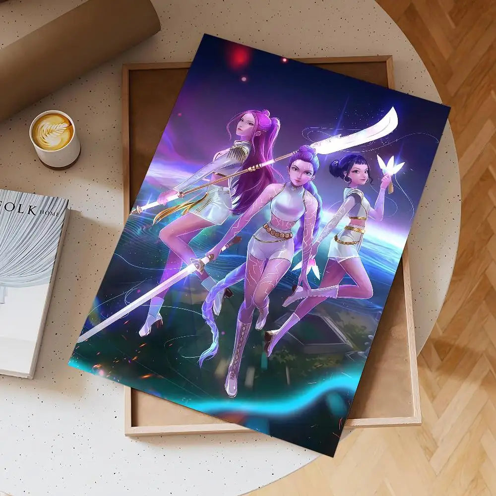 K-pop D-Demon Hunters Movie Sticky Posters Whitepaper Sticker DIY Room Bar Cafe Posters Wall Stickers