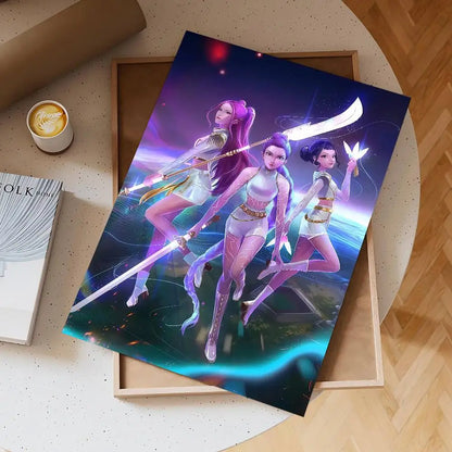 K-pop D-Demon Hunters Movie Sticky Posters Whitepaper Sticker DIY Room Bar Cafe Posters Wall Stickers