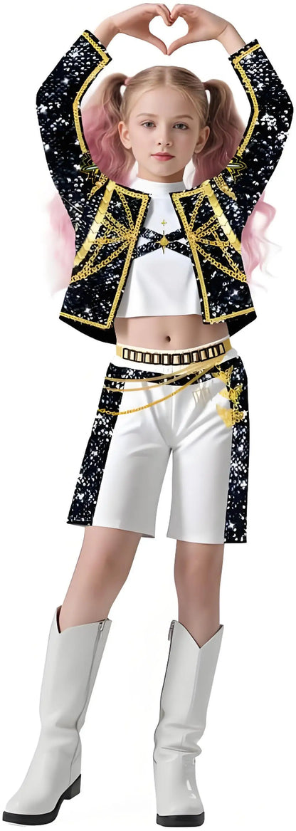 Anime Demon Hunter Cosplay Costume Girls Group Rumi Mira Zoey Kpop Singer Performance Cos Outfits Stage Show Halloween Party