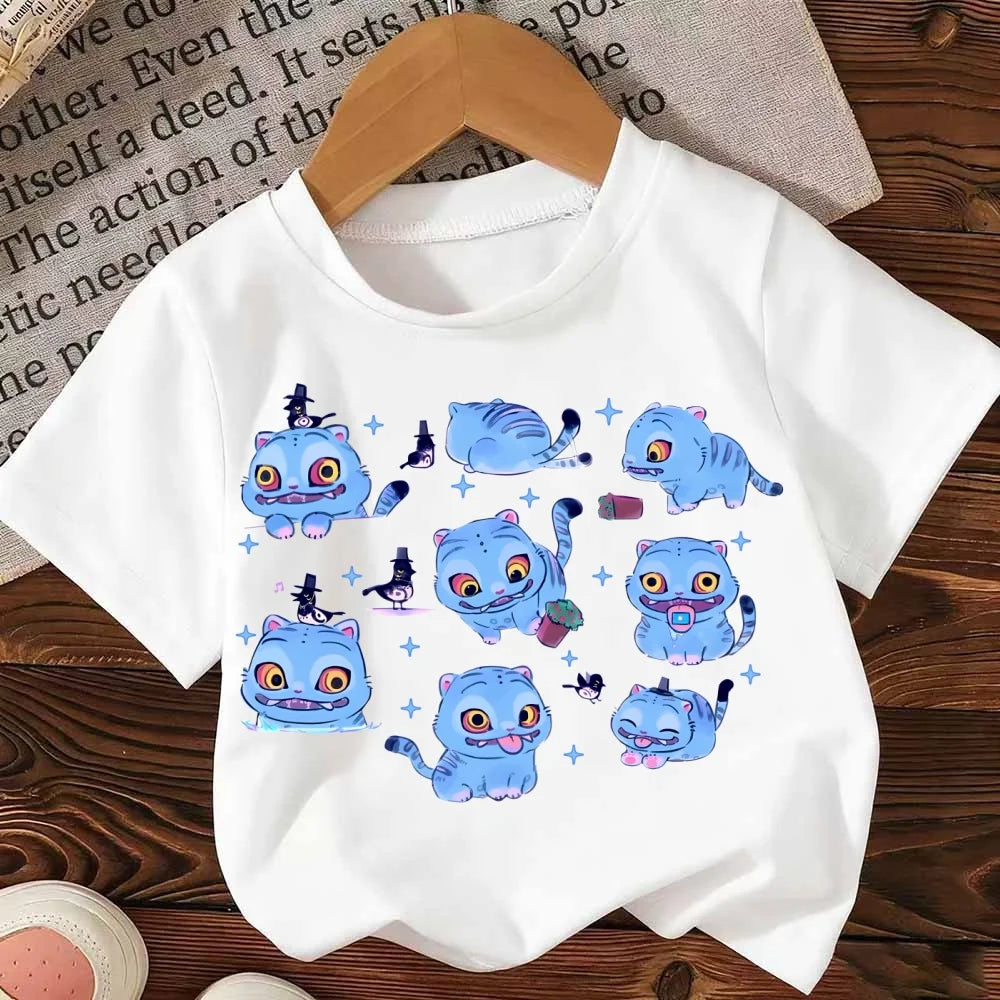 Move K-Pop Demon Hunters Tie Dye Patterned T-shirt Fashion Cotton Girl Clothes Toddler Round Neck Short Sleeve Top Birthday Gift