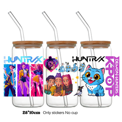 k-pop Demon Hunters wrapping Transfer cups HUNTRX Decal Rumi kpop saja boys Uvdtf Bottle k pop Stickers Uv Dtf Car Huntrix Wraps