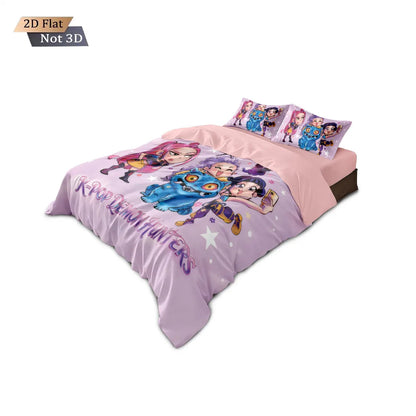 3pcs K-Pop Demon Hunters Printed Chipless Bedding Set Soft and Comfortable Dormitory Bedroom Multiple Sizes Machine Washable